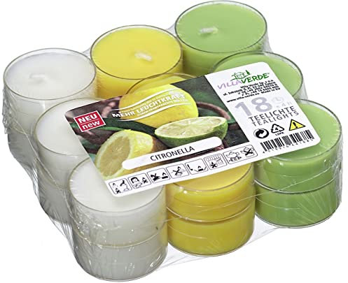 Villa Verde Duftteelichte Citronella Höhe 1,7 cm, Ø 3,8 cm, 18er Pack Duftkerze