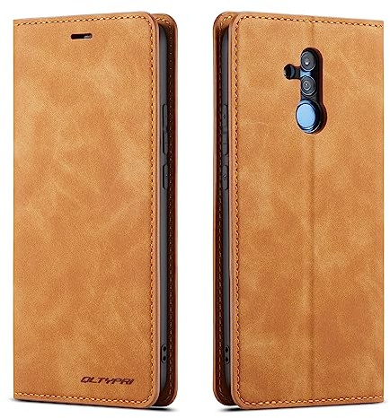 QLTYPRI Hülle für Huawei Mate 20 Lite, Premium Dünne Ledertasche Handyhülle mit Kartenfach Ständer Flip Schutzhülle Kompatibel mit Huawei Mate 20 Lite - Braun