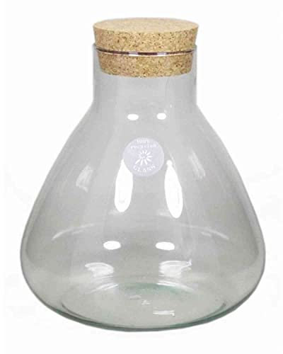 INNA-Glas Glasflasche Peppa, mit Korkdeckel, Kegel - Rund, klar, 26,5cm, Ø 9cm - Ø 22,5cm - Aufbewahrungsglas - Deko Flasche