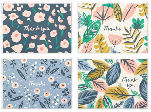 Hallmark Surtido de tarjetas de agradecimiento, flores pintadas (48 tarjetas con sobres para baby showers, despedidas de soltera, bodas, todas las ocasiones)