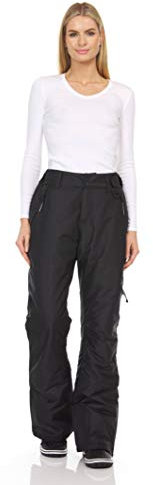 Arctic Quest Damen Schnee-Skihose, wasserabweisend, Softshell-Isolierung, für Snowboarden, Wandern, Winter, Outdoor-Hose, Schwarz, Größe 1X