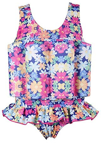 Kids Baby Floatation Swimsuit with Adjustable Buoyancy Float Suit Swim Vest One Piece Floating Swimwear for Boys Girls Toddler Learn to Swimming Bathing Suit Beachwear Colorful Floral 4-5T