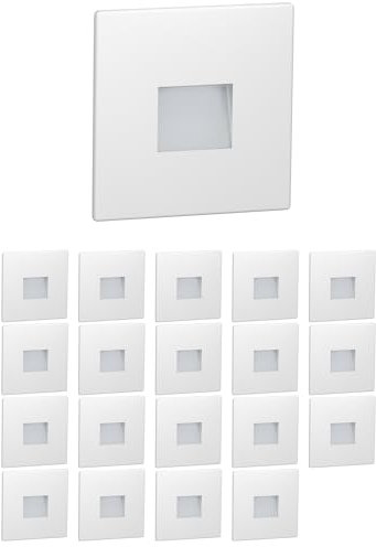 ledscom.de 20 Stück LED Treppenlicht/Wandeinbauleuchte FOW für innen und außen, Downlight, eckig, 85 x 85mm, warmweiß