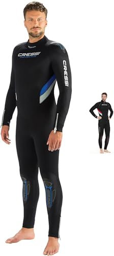 Cressi Castoro Man Monopiece Wetsuit Traje Monopieza de Buceo Neopreno 7mm High Stretch para Hombre, Men's, Negro/Azul, Large