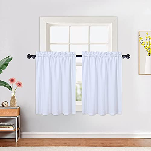 CAROMIO Tende per tende frangibita impermeabili moderne a metà caffè, per cucina, con motivo goffrato, tenda corta per piccole finestre, 2 x 76 x 61 cm, colore bianco