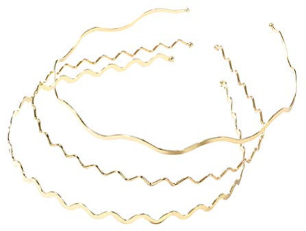 Luxshiny 3 Stück Haarreif Metall Schmal, Metall Welle Haarband Haarreif Gold Hochzeit Haarreifen Damen Rutschfest Welliges Blondes Stirnband für alle Haarreifen
