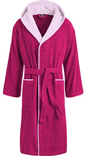 Egeria CAIRO Unisex Bademantel mit Kapuze für Damen und Herren - Berry - Gr. L