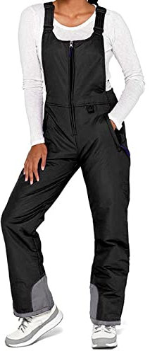 Lerrita Damen Ski-Latzhose wasserdichte Skioverall Ärmelloser Skiohose für Damen Ski-Latzhose mit Verstellbarem Schultergurt Lange Skioverall Mir Seitentasche Einteiliges Ski-Outfit für Damen S-XXL