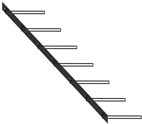 Makastle Flaschenhalter Weinregal aus Metall Flaschenständer Wand Wandregal für 7 Flaschen, Schwarz Wandmontage Flaschenregal Weinhalter Hängeregal, 88 x 8 x 72 cm