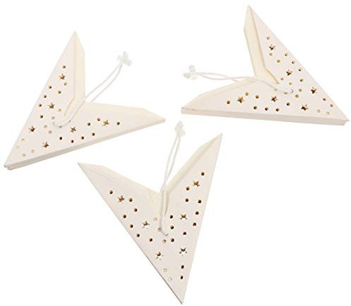 FRCOLOR Papierstern Lampenschirm Satz 35cm Weiß Neunzackiges Sterndesign Origami Fensterdekoration Weihnachtsbaumspitze Silvester Party Hochzeit Geburtstag Babyparty Deko