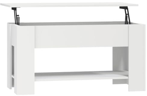 vidaXL Table Basse Bout de Canapé Table d'Appoint Table de Salon Meuble de Salon Salle de Séjour Intérieur Bois d'Ingénierie Blanc 101x49x52 cm