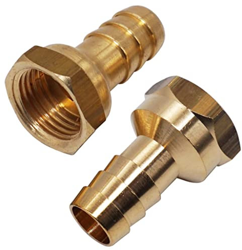 SKIR'CO Lot de 2 raccords cannelés femelles en laiton 1/2 x 15 mm, adaptateur de tuyau barbelé, connecteur de queue de tuyau, filetage BSP