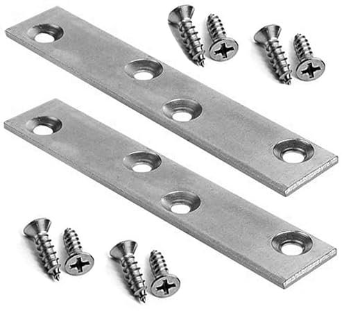 5/8 x 4 Zinc Plated Steel Mending Plate (10 Pack) with 40 Pcs 1/2 x 6 FH Screws