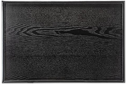 17.7 x 13 Inches Extra Large Solid Wood Serving Tray for Tea Coffee Table Snack Food Meals Serving Plate Kitchen Party Bar Breakfast Server with Raised Edges Black Wooden Decorative Ottoman Tray