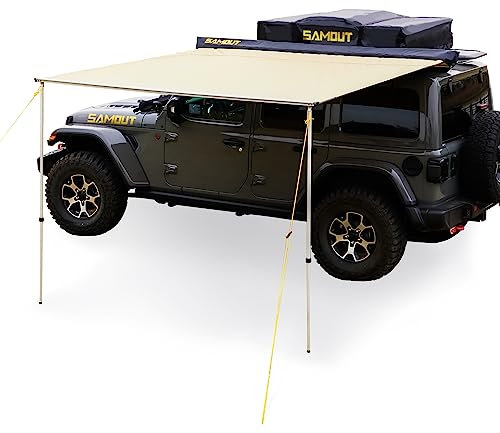 SAMOUT Toldo para vehículo, 1,4 m x 2,5 m, para techo, PU10000 mm, resistente a la intemperie, Ripstop UV50+, toldo lateral de coche, para Jeep/SUV/Camión/Van