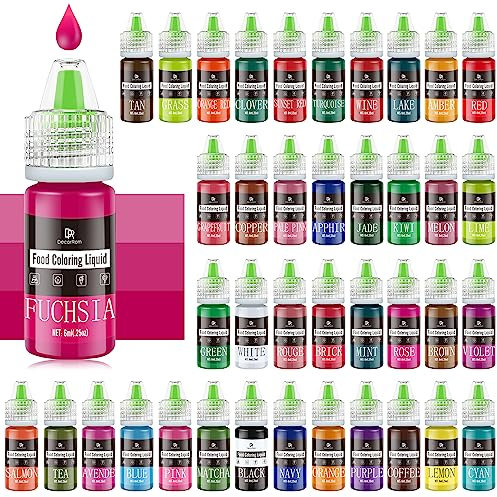 Lebensmittelfarbe - 40 Farben Flüssige Konzentrierte Lebensmittel Farben für Kuchen Dekoration, Backen, Kekse, Macaron - Zuckerfrei Food Coloring für Getränken, Tortendeko, DIY Slime, Osterei - 6ml je
