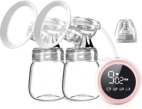 Electric Breast Pumps - Double Portable Breastfeeding Pump with 2 Modes 9 Levels, Dual Rechargeable Nursing Double Breast Milk Pump Massage with Touchscreen LED BPA Free