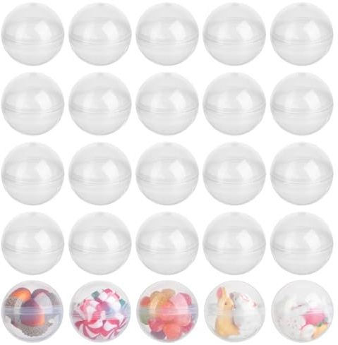 Warmhm 50 Stück Kapseln Transparente Behälter Maschinen 45mm Leere Runde Kapseln Kleine Kugeln Mini-Kunststoff-Preisbehälter Befüllbare Überraschungsball-Box für DIY-Partygeschenke Ornamente