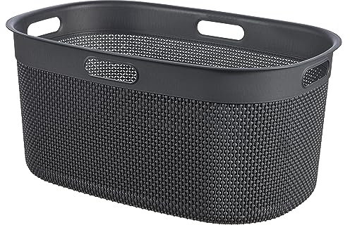 Keter Curver Filo Cesta Portabiancheria da Bagno, Grigio, Capacità di 45 Litri, 100% riciclato, 45x35x61H