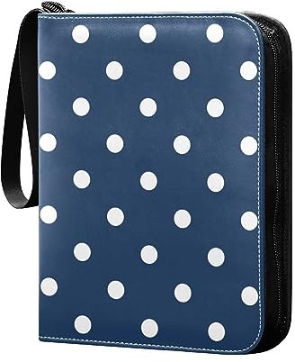Weiß Polka Dots Navy Blue Card Binder Trading Card Binder mit Ärmeln Trading Binder für Kartenspiele