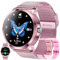 Smartwatch Damen mit Telefonfunktion, 1,09” Fitnessuhr mit 123 Sportmodi, Pulsmesser, Schlafmonitor, SpO2, Schrittzähler, Fitness Tracker kompatibel mit Android/IOS, 3 Armband, Geschenk Damen (Rosa)
