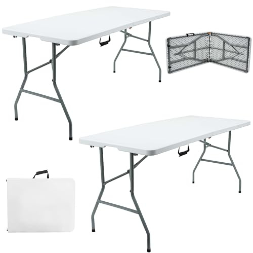 Denny International 1.8M 6ft Heavy Duty Folding Table for Catering Camping Table Trestle for BBQ Picnic Party (2)