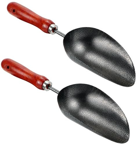 Kunjocy Hand Garden Spade, Garden Scoop Soil Trowel Garden Scoop Soil Shovel Spoons Hand Gardening Scoop Stainless Steel Gardening Scoop for Soil, Fertilizer, Feed Scoop (2)