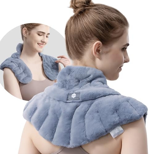 UNCN Coussin Chauffant Micro-onde pour le Cervical | 45×26CM | Bouillotte Micro-Onde Noyau de Cerise Graine de Lin | Tissu ultra-doux et Odeur de Citronnelle, Camomille, Menthe