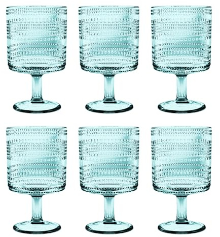 Abode Homewares Beaded Stacking Goblet, Indoor/Outdoor, Sea Green, 14.8 oz., Set of 6