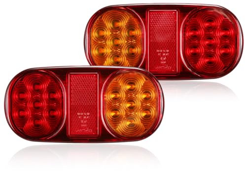 SPARKMOTO 2 x Fanali posteriori rimorchio omologati 12V, 5 funzioni fanale posteriore led per rimorchio,semirimorchio,rimorchio agricolo,rimorchio barca,trattore, IP67 impermeabile