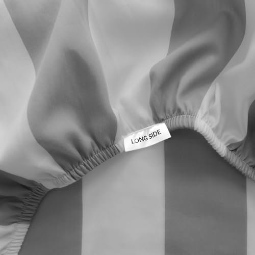 bo&button® Kinder Baby Spannbettlaken, Mako Satin, 100% GOTS Bio Baumwolle, 120 g/m2, Fairtrade, super hochwertig, Bettlaken für Kinderbett, Babybett 60x120 cm, 15 cm Höhe, Striped Stone Gestreift