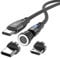Magnetisches Ladekabel USB C auf USB Type C/Micro USB Magnetkabel PD 60W Schnellladung 1M/2M 540° Drehung 2-in-1 Magnet USB kabel für Android Micro USB Type C Smartphone Tablette Laptop(2m schwarz)