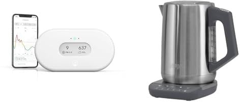 Airthings 2960 View Plus - Radon and Air Quality Monitor with PM 2.5, CO2, VOC & Ninja Perfect Temperature Kettle, 1.7L, with Temperature Control, LED Display