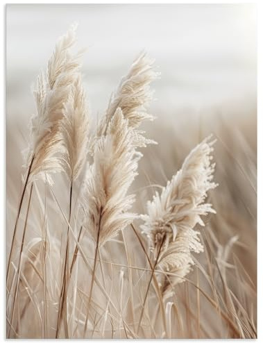 ARTland Wanddeko Wandbild Alu Verbundplatte für Innen & Outdoor Bild 60x80 cm Pflanzen natural elements Gräser Pampasgras Schilf Boho Deko U5GN