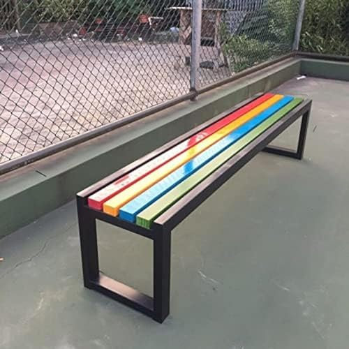 XIAGJAO Park Heavy Duty Bench Garden Benches Outdoor Patio Seat Metal Cast Iron Solid Wood Slatted 2-4 Seater Indoor/Yard Furniture Benches(Size:100cm,Color:Black)