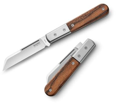 LionSteel Taschenmesser Dom Barlow Santos mit Klinge aus Edelstahl und Griff Holz und Metall in der Farbe Braun, Klingenlänge 7,2 cm, 01LS247
