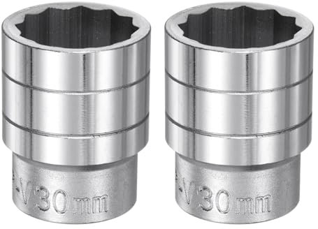 QUARKZMAN 2 Stück 30mm 12-Punkt-Steckschlüssel 3/4 Antrieb CR-V Standard Metrisch Dreifach-Vierkant-Steckschlüssel für Wartung