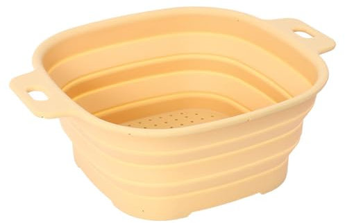 Surwin 1 Pièces Passoire Pliable Carré, Silicone Passoire Cuisine,Compacte Passoire Cuisine Pliable, Passoire Retractable Passoire Pates, Portable Panier de Fruits (Jaune)