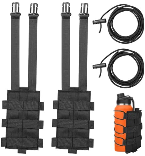 Gosknor 2stk Wasserflaschenhalter für Molle, Nylon-Sportflaschentasche Tragetasche mit Kordelzug Oben und Netzboden Flaschenträger Getränkehalter für Outdoor-Camping