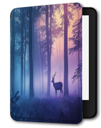 Case for 6 Kindle Paperwhite 5/6/7th Generation Case 2012,2013,2015,2016 Version (Model: EY21 / DP75SDI),Slim PU Leather Hard Cover for Kindle Paperwhite 6 inch,Forest Elk Dreamy Landscape