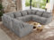 MKS MEBLE Sofa U-Form, Wohnlandschaft, Couch, Ecksofa, Couchgranitur, Polsterecke, Big Sofa XXL, Polstergarnitur - Verso U 8M - Hellgrau Cord