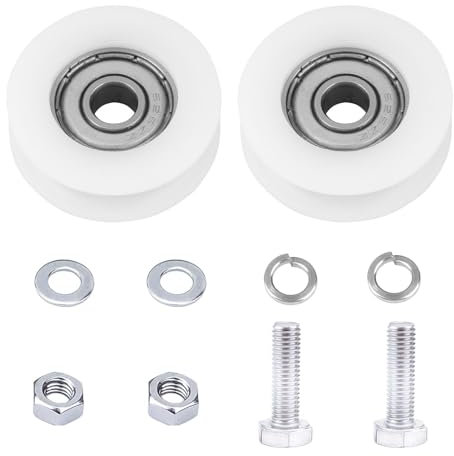 30mm Greenhouse Door Wheels, Sliding Greenhouse Door Roller Replacement Wheel Kit for Door Casters Garden Glass Home Hotel Shower Door Include 2 Wheels 2 M6*22 Screws 4 6mm Spacers