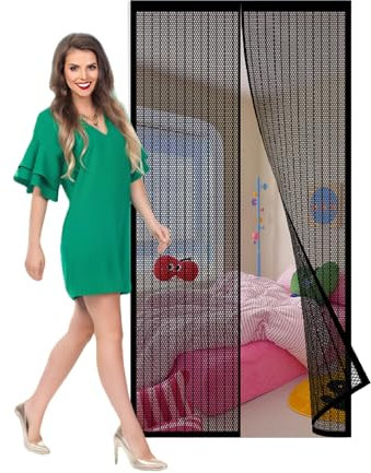 Mosquitera Cortina Puerta Magnetica Imantada Exterior Corredera 80 x 200 cm Cortina Magnética para Puerta sin Taladrar para de Entrada Interior y Ventanas, Negro