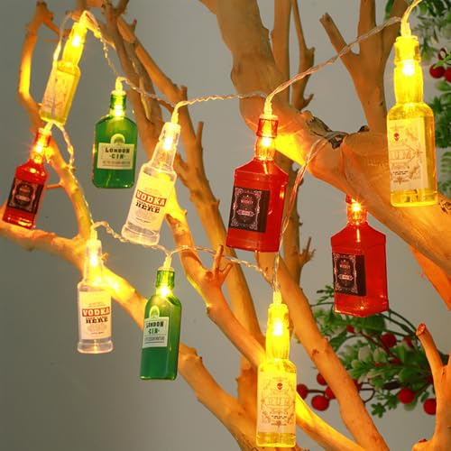 KOBOKO LED Lichterkette mit Flaschendesign,1,5M 10 LED Weinflaschen Lichterkette Batteriebetriebene,Leuchtende Weinflaschen,Dekorative Lichter für Bar,Bistros,Garten,Hochzeit,Party,Oktoberfest Deko