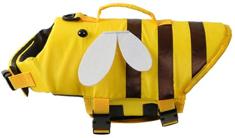 Rettungsweste für Hunde - Hunde Schwimmweste Mit Rettungsgriff - Verstellbarer Modischer Hund-Badeanzug,Verstellbare Größe Zum Schwimmen, Surfen, Bootfahren(Wespe Und Grüne segellibellen,XXS-L)