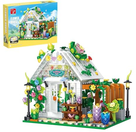 TYCOLE Casa dei Fiori Set Costruzione con Luci, 719 Pezzi Set Costruzioni Botanico, Modellino Serra Giocattolo, Regalo Creativo per Bambini e Bambine dai 6 Anni in Su