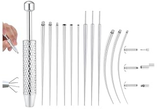 Sllaiss Piercing Kugel Aufdreher 316L Chirurgenstahl Piercings Zange | Piercing Wechsel Set, Einführhilfe für 16/18/20G Schmuck, Edelstahl Piercingnadel Taper für Nase Lippe Ohr Piercings