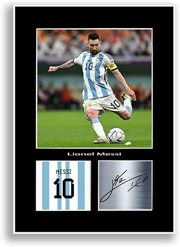 LJW Prints Lionel Messi Fußballspieler-Druck, signiertes Autogramm, Foto-Poster für Argentinien-Fans und Fans