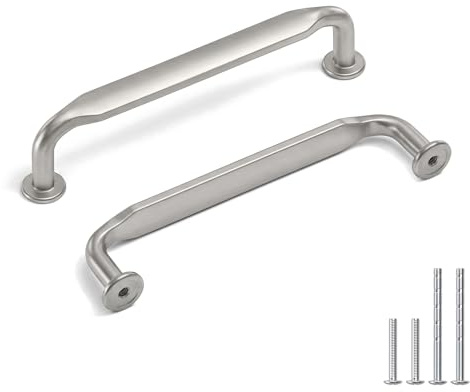 Rergy 128mm Lochabstand Möbelgriffe Gebürstetes Silber Matt, 10 Stück Griffe für Küchenschränke, Robuste Zinklegierung Schrankgriffe Silber für Kleiderschrank, Schublade und Kommoden