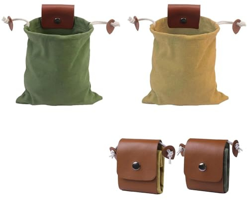 Paquete de 2 bolsas de forraje, lona encerada, plegable, bolsa de forraje de hongos con cuero, bolsa de Bushcraft para camping, senderismo, cosecha y recolección